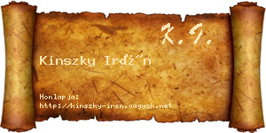 Kinszky Irén névjegykártya